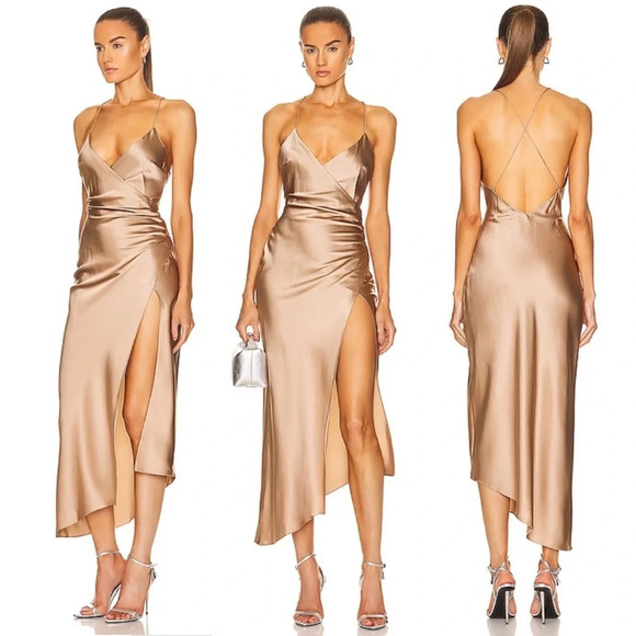 NWT $395 Ser.O.Ya Emma Dress in Natural Silk Revolve FWRD Retrofete Small - Picture 1 of 15